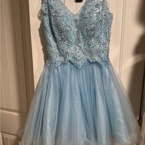 Dancing Queen Sky Blue Embellished Dress